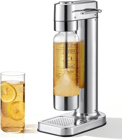 MOKKOM Sparkling Water Maker, Soda Maker with 1L PET Carbonating Bottle, Soda Streaming Machine and Beverage Carbonator, Compatible with 60L CO2 Carbonator (NOT Included) - Stainless Steel in Kuwait