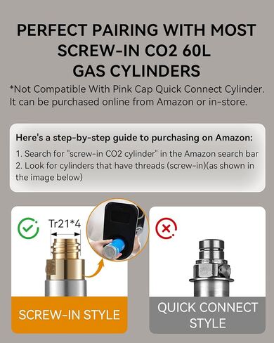 MOKKOM Sparkling Water Maker, Soda Maker with 1L PET Carbonating Bottle, Soda Streaming Machine and Beverage Carbonator, Compatible with 60L CO2 Carbonator (NOT Included) - Stainless Steel in Kuwait
