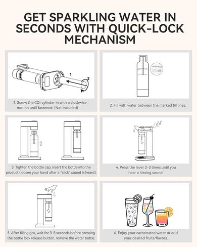 MOKKOM Sparkling Water Maker, Soda Maker with 1L PET Carbonating Bottle, Soda Streaming Machine and Beverage Carbonator, Compatible with 60L CO2 Carbonator (NOT Included) - Stainless Steel in Kuwait