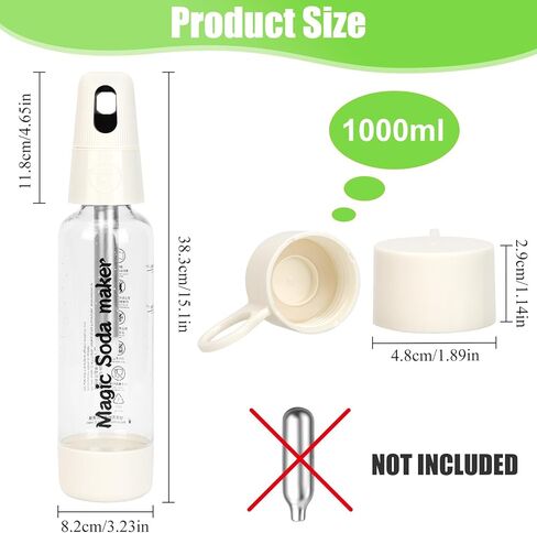 Soda Siphon 1L,Portable Sparkling Water Maker Carbonated Water Machine | for Flavored Drinks Reusable Beverages Machine Kit,Travel Soda Machine for Home & Outdoor in Kuwait