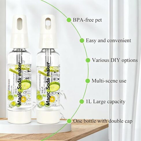 Soda Siphon 1L,Portable Sparkling Water Maker Carbonated Water Machine | for Flavored Drinks Reusable Beverages Machine Kit,Travel Soda Machine for Home & Outdoor in Kuwait
