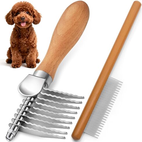 Dematting Comb for Dogs, Dematting Tool for Dogs & Cats - Serrated Matted Hair Removal Brush - Easily Remove Knots, Mats and Tangles - Designed for Wavy & Curly Coats in Kuwait