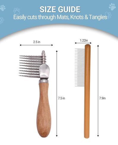 Dematting Comb for Dogs, Dematting Tool for Dogs & Cats - Serrated Matted Hair Removal Brush - Easily Remove Knots, Mats and Tangles - Designed for Wavy & Curly Coats in Kuwait