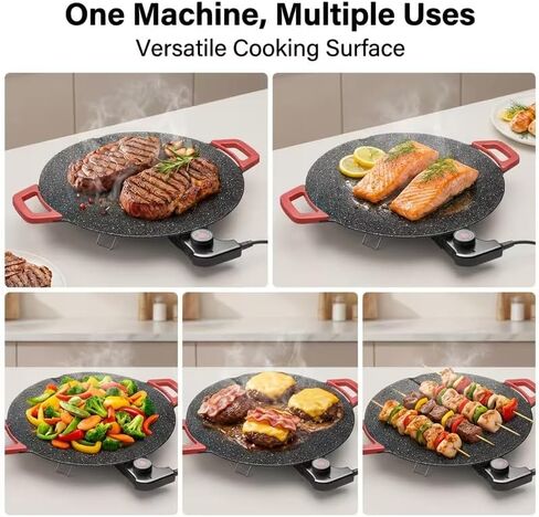 Indoor Grills Electric Smokeless Nonstick Electric Griddle for Indoor Use, Compact & Versatile Cooking for Steaks, Pancakes, and BBQ with 14-Inch Aluminum Cooking Surface in Kuwait