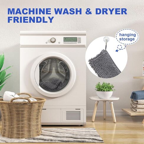 WOUSEDO Quick Dry Shammy Dog Towel, Super Absorbent Microfiber & Chenille Pet Bath Towel for Dogs, Extra Large 13.8 x 31.5 Inches, Wash Grooming Towels for Small to Large Pets (1- Pack Grey) in Kuwait
