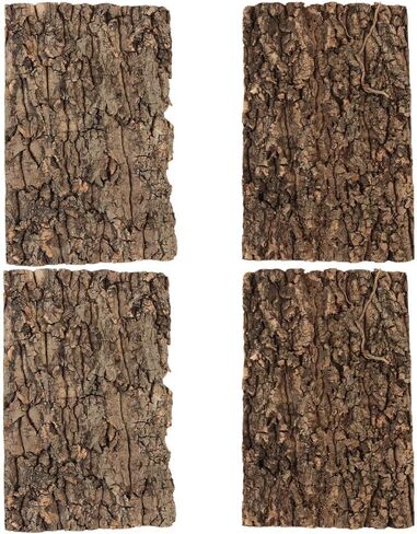 SHINEOFI 4pcs Reptile Bark Decor Wood,11. 8" X 7. 8" Cork Bark Background Natural Terrariums Background Cork Wood Habitat Tank Decoration for Bearded Dragon in Kuwait
