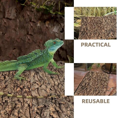SHINEOFI 4pcs Reptile Bark Decor Wood,11. 8" X 7. 8" Cork Bark Background Natural Terrariums Background Cork Wood Habitat Tank Decoration for Bearded Dragon in Kuwait