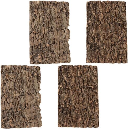 SHINEOFI 4pcs Reptile Bark Decor Wood,11. 8" X 7. 8" Cork Bark Background Natural Terrariums Background Cork Wood Habitat Tank Decoration for Bearded Dragon in Kuwait