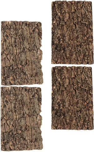 SHINEOFI 4pcs Reptile Bark Decor Wood,11. 8" X 7. 8" Cork Bark Background Natural Terrariums Background Cork Wood Habitat Tank Decoration for Bearded Dragon in Kuwait