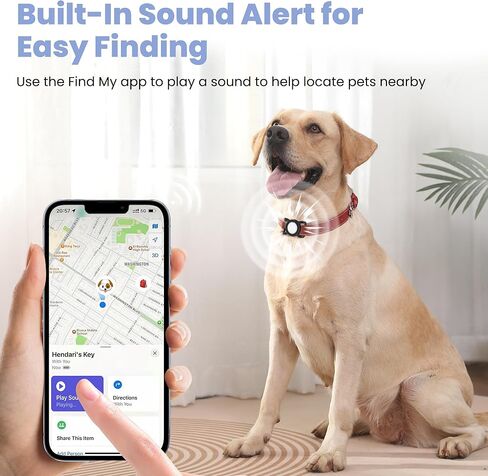 Pet Tracker Compatible with Apple Find My (iOS ONLY), No Monthly Fee Dog Tracker with Silicone Case, Waterproof Smart GPS Tracker for Dogs Cats, White in Kuwait