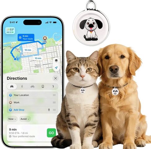 جهاز تعقب GPS للكلاب والقطط، بدون رسوم شهرية ولا توجد بطاقة SIM، تتبع في الوقت الحقيقي، جهاز خفيف الوزن مقاوم للماء ومضاد للفقد، عمر بطارية ممتد، متوافق مع iOS وAndroid، للحيوانات الأليفة والأطفال والأمتعة in Kuwait