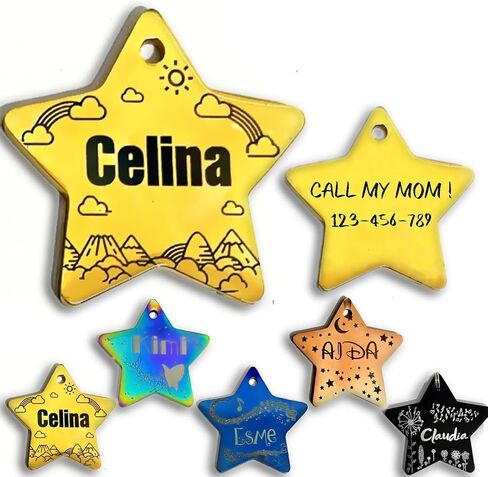 Custom Dog Tags Personalized Engraving Pet ID Tags in 15 Shapes Durable Stainless Steel Pet ID Tags for Small Large Dogs Cats (2-Star) in Saudi Arabia