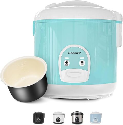 5-Cup Uncooked Rice Cooker, Electric One-Touch for Asian Japanese Sushi, Stainless Steel Inner Pot with Removable Lid & Steamer, Automatic Keep Warm, Silver in Kuwait