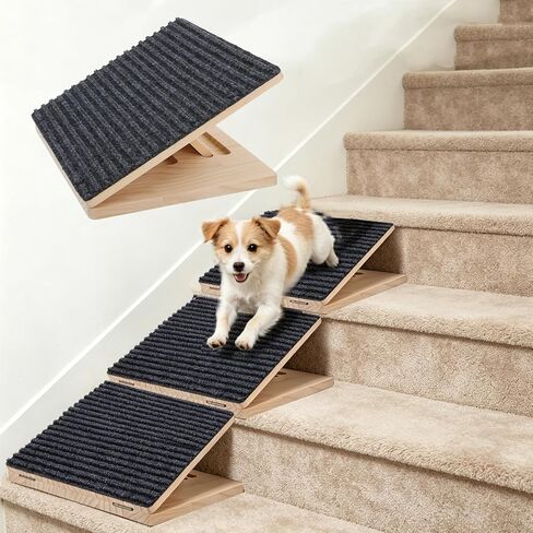 3 Pack Adjustable Dog Ramp for Stairs, Upgraded Anti-Slip Stair Pet Step for Small Dogs with Soft Carpet Surface, Portable Dog Stairs for Small Dogs & Cats – Ideal for Elderly & Injured Pets in Kuwait