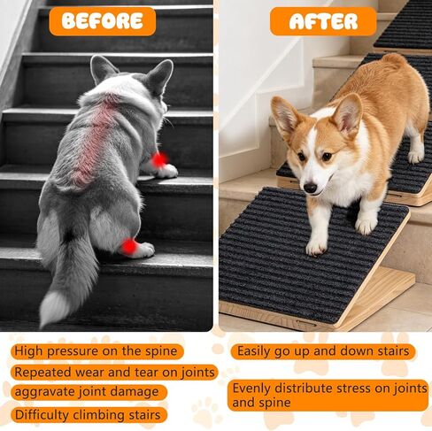 3 Pack Adjustable Dog Ramp for Stairs, Upgraded Anti-Slip Stair Pet Step for Small Dogs with Soft Carpet Surface, Portable Dog Stairs for Small Dogs & Cats – Ideal for Elderly & Injured Pets in Kuwait