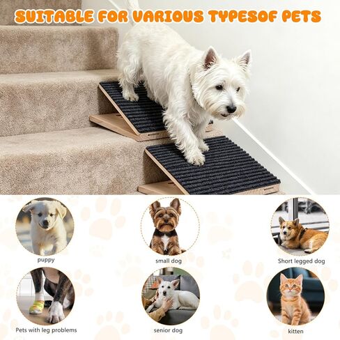 3 Pack Adjustable Dog Ramp for Stairs, Upgraded Anti-Slip Stair Pet Step for Small Dogs with Soft Carpet Surface, Portable Dog Stairs for Small Dogs & Cats – Ideal for Elderly & Injured Pets in Kuwait