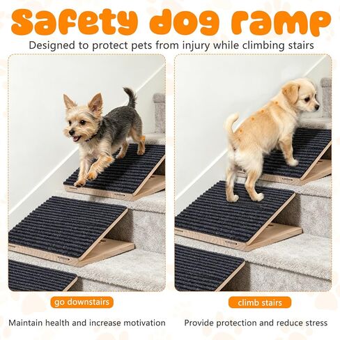 3 Pack Adjustable Dog Ramp for Stairs, Upgraded Anti-Slip Stair Pet Step for Small Dogs with Soft Carpet Surface, Portable Dog Stairs for Small Dogs & Cats – Ideal for Elderly & Injured Pets in Kuwait