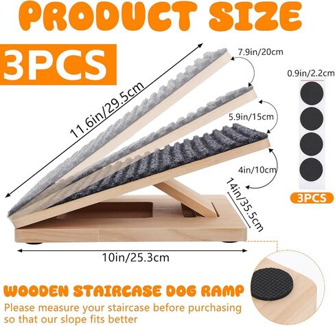 3 Pack Adjustable Dog Ramp for Stairs, Upgraded Anti-Slip Stair Pet Step for Small Dogs with Soft Carpet Surface, Portable Dog Stairs for Small Dogs & Cats – Ideal for Elderly & Injured Pets in Kuwait