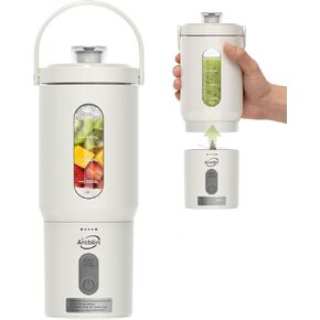 Portable Blender for Shakes and Smoothies, 17oz Personal Blender with Detachable To-Go Cup & Carry Handle, USB-C Rechargeable Mini Juicer, Auto-Shutoff, BPA Free, Dishwasher Safe, White in Saudi Arabia
