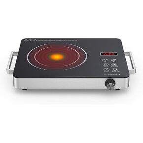 1800W Portable Electric Stove 4-Hour Timer Electric Heating Plate Surface Touch and Knob Controls 12-Level Power Temperature Adjustment Compatible with All Flat-Bottom Cookware in Saudi Arabia