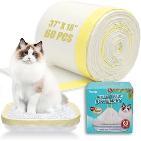48 Pack Super Jumbo Cat Litter Bags - 3MIL Extra Thick Leakproof Litter Box Liners, 46"x18" Heavy Duty Drawstring Cat Litter Liners, Odor Control Disposable Kitty Litter Bags 6 Roll in Saudi Arabia