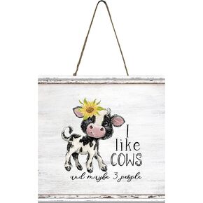 لافتة I Like Cows and Maybe 3 People الخشبية الصغيرة مقاس 5 بوصات × 5 بوصات in Kuwait