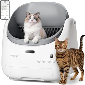 Thereye Self Cleaning Cat Litter Box, Open Top Automatic Litter Box for Multiple Cats, APP Control Smart Litter Box, Safety Sensors and Odor Control, Adjustable Entry Height Anti-Splash in Saudi Arabia