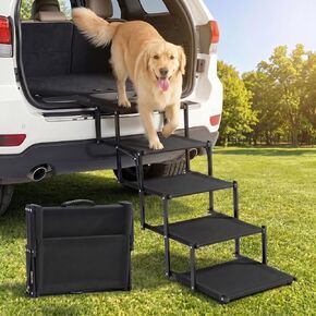 Extra Wide Dog Stairs for Car, Foldable Pet Steps for Large Dogs with Non Slip Surface, Dog Ramp for Truck and SUV, Portable Pet Stairs Supports Up to 150 Lbs (5 Steps) in Kuwait