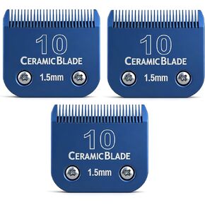3-Packs Detachable Ceramic Blade Kit for Pet Clippers with Size 10 - Cut Length 1.5mm (1/16"),Compatible with Andis,Oster A5,Wahl KM10 Clippers & Similar Models (Blue) in Saudi Arabia
