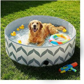 Foldable Dog Pool for Large Dogs, Kiddie Pool Hard Plastic Collapsible Dog Pool, Heavy Duty 0.5mm PVC with Non-Slip Bottom, Portable Kiddie Pool for Dogs, Pet Bath Tub for Backyard Summer, BL 47“ in Kuwait