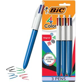 BIC 4-Color Original Retractable Ball Pens, Versatile 1.0mm Medium Point, Long-Lasting Ink, Great Gift Idea, 3-Count in Assorted Colors in Saudi Arabia