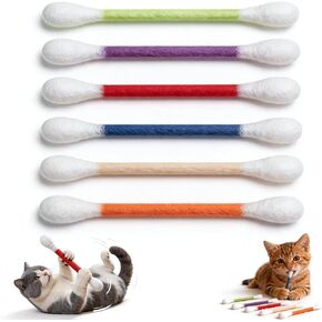 6Pack Cotton Swabs Cat Toys with Catnip, Giant Qtip Chew Sticks & Teething Ropes for Boredom Relief, Durable Interactive Felt Kitty Kicker Toy for Exercise. in Kuwait