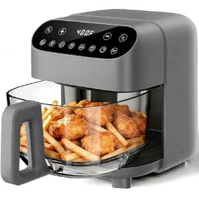 Kismile 5QT Glass Air Fryer, BPA-Free Non Toxic AirFryer with Digital Touch Control, 1500W Portable Airfryer, Dishwasher Safe Basket, Up to 400°F, Cooks with 95% Less Oil(Black) in Saudi Arabia