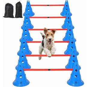 Dog Training Equipment Training Equipment Set – Obstacle Course Kit with 70" Tunnel, Jumping Ring, Adjustable Hoop, Weave Poles, Hurdle Cones, Rods, Treat Pouch, Pause Box, Includes Storage Bag in Saudi Arabia