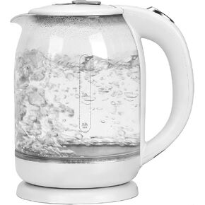 Household Electric Kettle, All 304 Stainless steel and No Plastic Contact, Automatic Shut-off,Borosilicate glass Visual Boiling, 2.0L Water Boiler & Tea Kettle Perfect For Tea & Coffee (pure white) in Kuwait