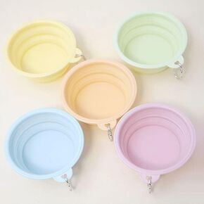 Collapsible Dog Bowl for Travel, 350ml Foldable Silicone Portable Pet Water Food Bowl for Cats & Dogs, Lightweight BPA Free Space-Saving Macaron Color Outdoor Hiking Camping Bowl (Yellow) in Kuwait