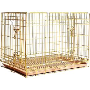 HOMEY PET النحاس الذهب قفص الكلب 30 بوصة، المحمولة قابلة للطي الأسلاك المعدنية بيت الكلب بيت الكلب الحيوانات الأليفة قفص مع شبكة الكلمة القابلة للإزالة، سحب عموم، أبواب مزدوجة، مقبض للكلاب المتوسطة والصغيرة سلالة السفر الداخلي in Kuwait