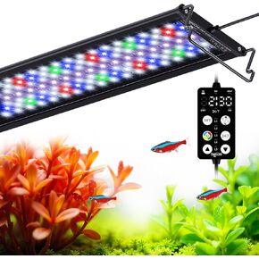 SEAOURA LED ضوء حوض السمك، مؤقت مخصص 24/7، ذاكرة انقطاع التيار الكهربائي، 7 صفوف LED 18-24in ضوء خزان الأسماك كامل الطيف، 8 ألوان، 20 سطوع، دورة النهار والليل، حامل قابل للتعديل لنمو نباتات المياه العذبة in Kuwait