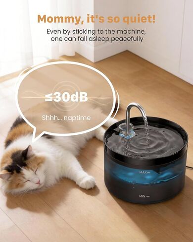 Cat Water Fountain: Dog Bowl Fountains - Automatic Pet Dispenser - Dogs Drinking Waterer Bowls Indoor - Auto Watering Dish Supplies - Easy Cleaning Animal Machine - Quiet 67oz/2L Kitty Drink Fountain in Kuwait