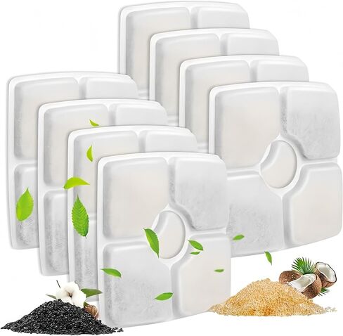 8PCS Cat Water Fountain Filter Fit for 84oz/2.5L Square Cat Filters for Water Fountain, 3-Layer Filtration System with Pet Fountain Filter Replacement in Saudi Arabia