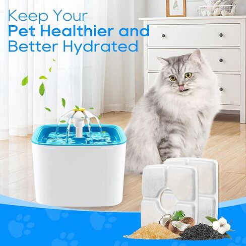 8PCS Cat Water Fountain Filter Fit for 84oz/2.5L Square Cat Filters for Water Fountain, 3-Layer Filtration System with Pet Fountain Filter Replacement in Saudi Arabia
