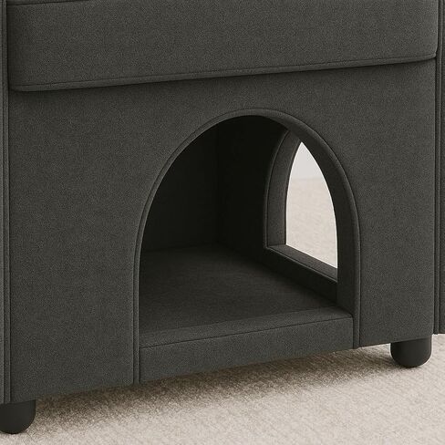 Dark Gray Bunny-Ear Pet-Friendly Armchair with Scratch-Resistant Fabric, Triple-Entry Pet Hideaway Openings, Dual-Use Sofa Chair, 27.4 x 25.2 x 37.4 inch in Kuwait