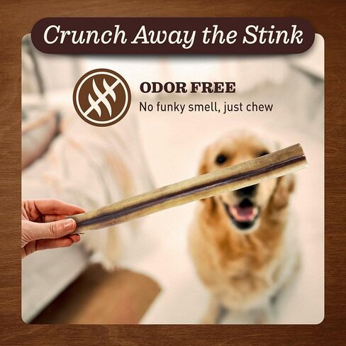 MEGA Bully Sticks (12 Inch, 5 Count) Extra-Thick Dog Treats – Fully Digestible 100% Beef Treats, Natural Dental Chews – Keep Your Dog Busy with 50% Longer Lasting Chews in Kuwait