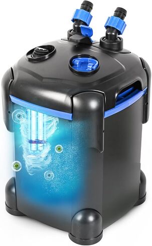 AMOSIJOY Canister Filter, Ultra-Quiet External Aquarium Filter with Free Media for Large Fish Tanks and Aquariums in Kuwait