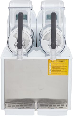 High-Speed Dual Tank Slushie Machine, 4L x 2, Stainless Steel, Self-Cleaning, For Frozen Drinks, Bars, Restaurants, Home – 370W, Carbon Steel Handle, White, Actual Total 7.2L in Kuwait