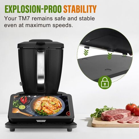 Bamboo Slider for Thermomix TM7 | Countertop Roller Board with Rubber Wheels, Noise-free | Rolling Tray with Non-Slip Feet & Secure-Fit Grooves | TM7 Accessories to Protect Sensitive Scale Black in Saudi Arabia