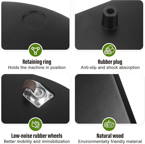 Bamboo Slider for Thermomix TM7 | Countertop Roller Board with Rubber Wheels, Noise-free | Rolling Tray with Non-Slip Feet & Secure-Fit Grooves | TM7 Accessories to Protect Sensitive Scale Black in Saudi Arabia