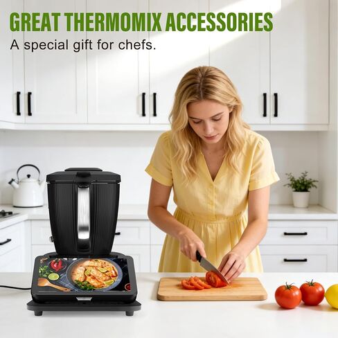 Bamboo Slider for Thermomix TM7 | Countertop Roller Board with Rubber Wheels, Noise-free | Rolling Tray with Non-Slip Feet & Secure-Fit Grooves | TM7 Accessories to Protect Sensitive Scale Black in Saudi Arabia