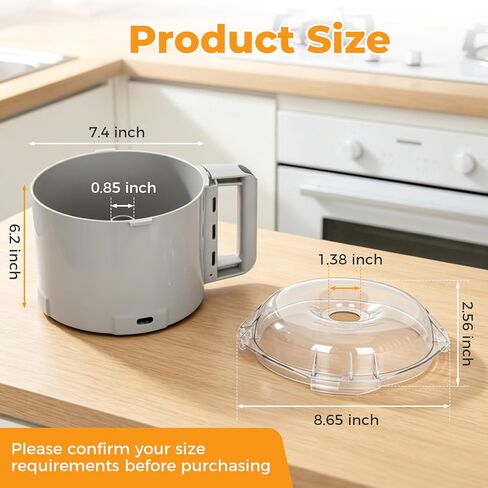غطاء وعاء القطع 106458S ووعاء القطع 112204S، متوافق مع Robot Coupe R2، R2B، R2N، R2 Dice Food Processor، رمادي، مجموعة التحرير والسرد 3 كوارت in Kuwait