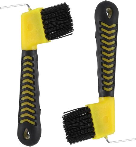 TEHAUX 2pcs Hoof Pick Brush with Bristles Plastic Handle Horseshoe Cleaner Equestrian Grooming Tool for Horse Hoof Care Stable Use Random Color in Kuwait